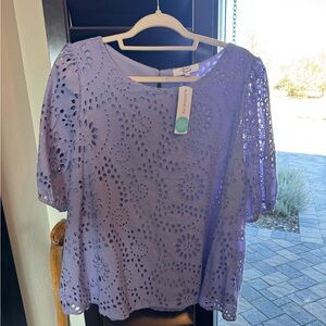 Elegant Eyelet Lavender Blouse
